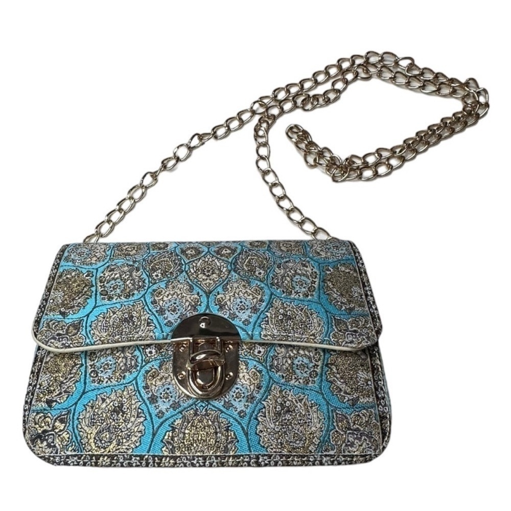 Vleyn Blue Paisley Sneakers Size 8 & Matching Mini Bag Set - Picture 10 of 13